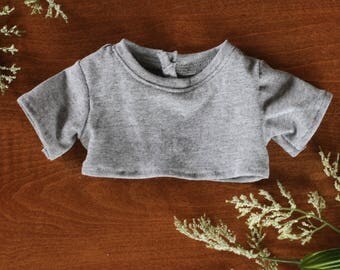 American Girl Doll Cropped T Shirt- Grey
