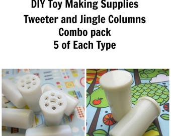 Rattle Inserts. Jingle Columns and Bird Tweeter giggle columns. 5 of each. Soft toy making inserts. Noise makers. DIY Craft Supplies.