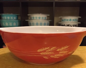 Vintage Pyrex 444 Autumn Harvest Wheat Cinderella Bowl