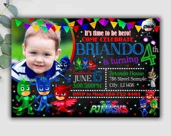 Pj masks invitation, Pj masks party, Pj Masks Birthday, PJ Masks Banner, PJ Masks Instant Download, PJ Masks Invite, Pj Masks Card, Pj Masks