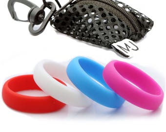 4 Pack Multi Color 6MM Flexfit Silicone Wedding Bands For Active Men/Women Ring