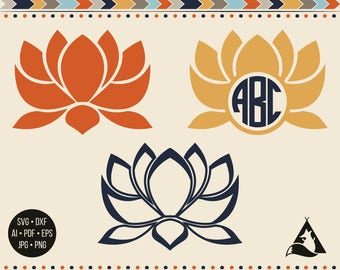 Lotus Svg Yoga Monogram Frame Svg Yoga Lotus Svg Flower border SVG Lotus Frame Svg Lotus clip art Svg Dxf Png Cut Files Silhouette Cricut