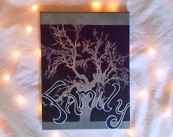 Family Tree 12x16 spray paint on canvas
