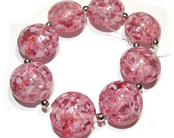 Small Pinks Lentils, SRA Handmade Glass Lampwork Beads