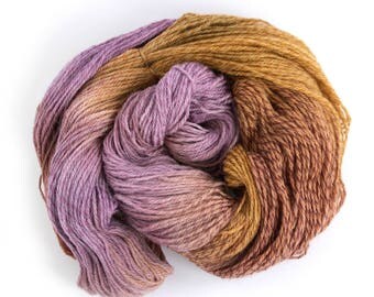Hand dyed DK merino, light worsted crochet yarn skein, double knitting tweed wool, Perran Yarns, Copper Plum, uk seller, purple brown bronze