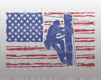 USA Lineman SVG File,Electrical Lineman SVG,Electrician svg -Commercial & Personal Use- Vector Art for Cricut,Silhouette Cameo,iron on vinyl