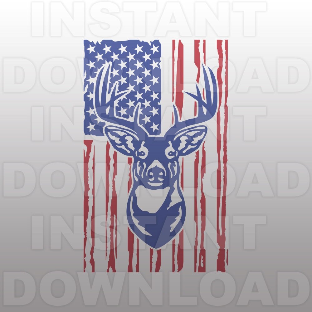 Download Patriotic Buck Head Deer Hunting SVG FileDeer Hunter SVG