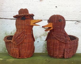 Wicker Duck Baskets Set of 2