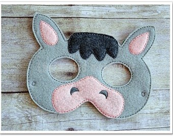 Donkey Mask Felt Mask Halloween Mask Easter Basket Pretend Play Creative Play Masks Imaginative Play