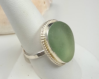Sea Glass Jewelry Sea Glass Ring Aqua Seafoam Sea Glass Ring Aqua Seafoam Beach Glass Ring Size 9 - R-153