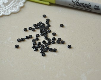 100pcs+ 4mm Tiny Round Black Buttons for Baby/Babydoll Clothing--B8