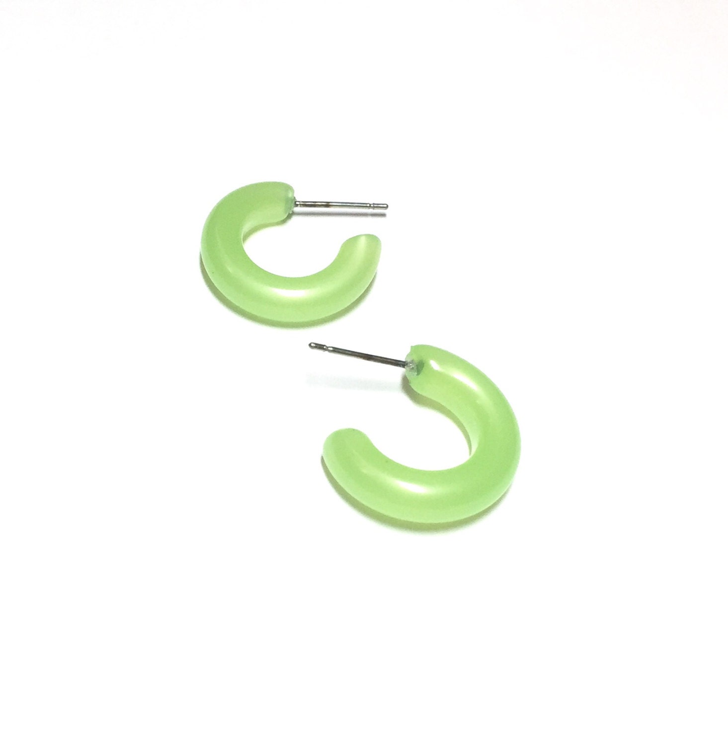 Lime Green Hoops Green Hoop Earrings Peridot Moonglow