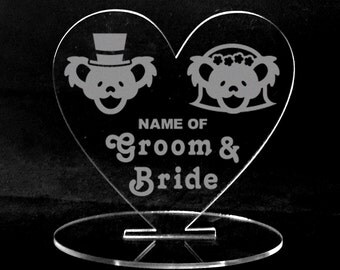 Grateful Dead Wedding Cake Topper Center Piece Place Setting Dancing Bears Bride and Groom
