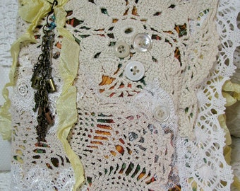 Lace Fabric Junk Journal Notebook Memory Diary Book Keepsake