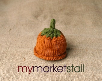 Pumpkin Hat for Babies 0-3 Months/Acrylic/Machine Washable/Hand Knitted/Everyday Use/Photography Prop/ Ready to Ship
