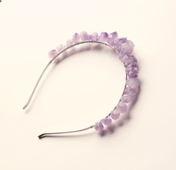 Purple crystal headband Amethyst quartz headpiece Purple