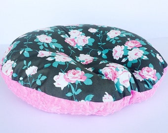 NEWBORN LOUNGER BOPPY Cover / Zipper closure/ Roses cotton print with pink minky dimples, Gray pink cotton print, modern baby nursery