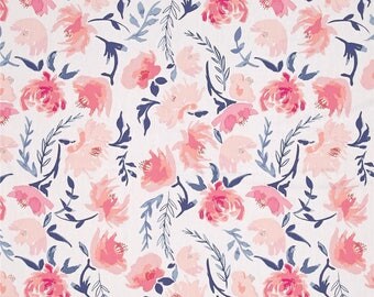 pink floral watercolor fabric, aquarelle study wash, art gallery fabrics, fabric by the yard, floral fabric, pink boho fabric, quilt fabric
