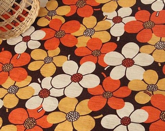 4382 - Japanese Flower Slubbed Cotton Fabric - 43 Inch (Width) x 1/2 Yard (Length)