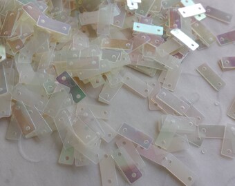 New Item -- 7g of 10x4 mm Two Holes Rectangle Sequins in Clear Iridescent Color