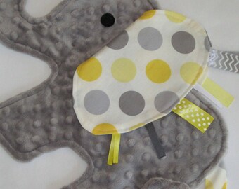 Spotted Yellow Elephant Sensory Security Blanket Lovey - MADE TO ORDER