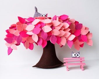 Pink Weeping willow, Nature in decor, Housewarming gift, New Home gift, felt tree ornament, Children Room Decor, Baby Shower gift