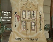 Winter Thyme Saltbox-Primitive Stitchery  E-PATTERN by Primitive Stitches-Instant Download