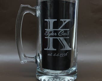 Engraved Beer Mug,Personalized Beer Mug,Groomsmen Mug,Personalized Glasses,Beer Stein,Etched Beer Mug,25 Ounce Mug