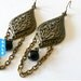Sale Long gypsy earrings, long antiqued brass and onyx dangling earrings, Boho jewelry
