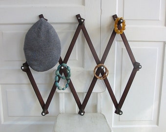 Vintage Wood Accordion Rack, Clothes Hanger, Jewelry Organizer, Hat Rack, Vintage Wood Rack, Accordion Coat Rack