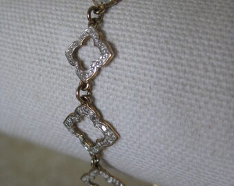 Gold Silver Sterling Link Bracelet Vintage 925