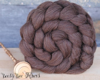 Natural Undyed BROWN CORRIEDALE Wool Roving Combed Top for Spinning or Felting - 4 oz