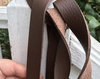 Coffee Brown Leather Strap /strip Steampunk DIY belt blank 3/4" wide. 60, 72, 80, 100 inch long, purse straps, belt- Super soft, pebbled