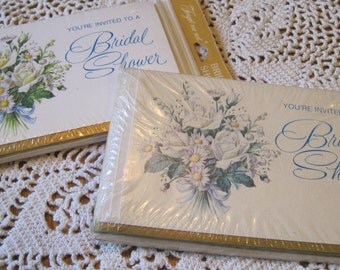 Two Unopened Packages of Vintage Bridal Shower Invitations Forget Me Not