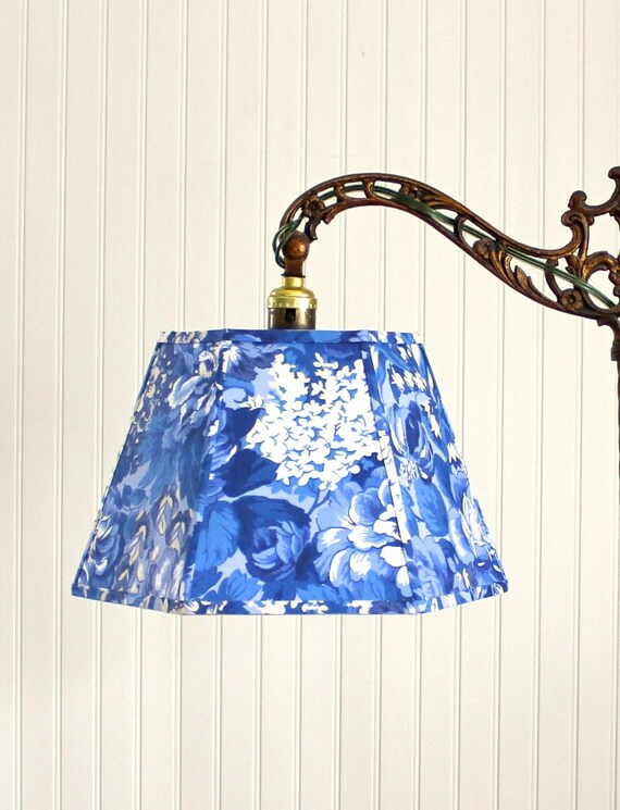 French Floral Uno Lamp Shade Blue Lamp Shade by Sassyshades