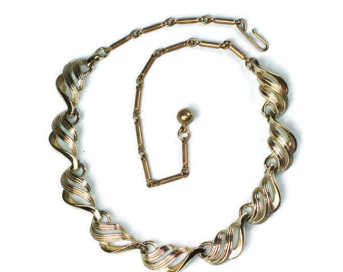 Swirled Design Choker Necklace Gold Tone Coro Signed Vintage