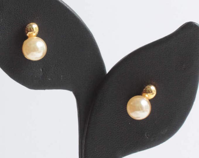 Faux Pearl and Gold Tone Earrings Studs Posts NOS Vintage
