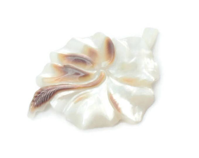 Carved Mother of Pearl Brooch Flower Shaped Vintage