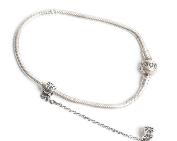 Authentic Pandora Chain Starter Bracelet and Daisy Floral Safety Chain