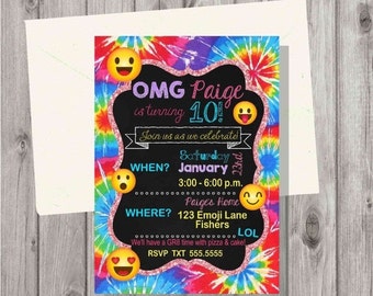 tie dye invitation etsy