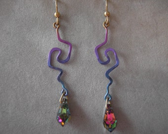 Vintage Sozra Niobium and Swarovski Earrings