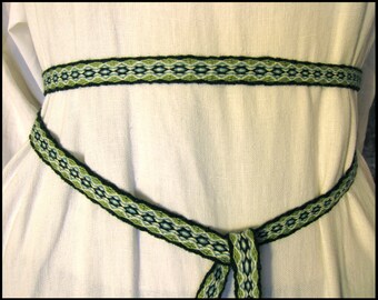 Viking Tablet Weaving Trim - 2 yards - Green, White, Blue, Black