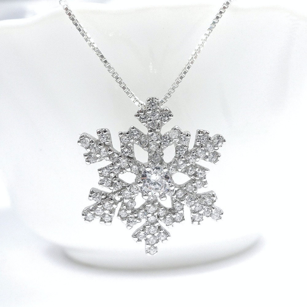 Silver Snowflake Necklace Sterling Silver and CZ Snowflake