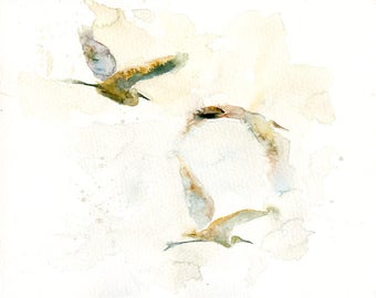 EGRETS Original watercolor painting 8x10inch