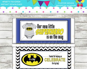 Superhero Batman Baby Shower DIY Printable Candy Wrapper Instant Download