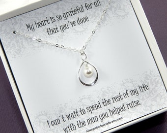 Step Mother of the Groom Necklace Gift, Mother Of The Groom Necklace, Mother in Law Thank You Gift, Mother in Law Necklace, Pearl Necklace