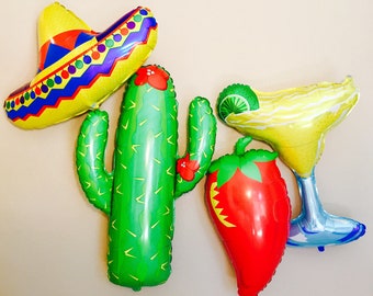 FIESTA SET, Cactus Balloon, Pepper Balloon, Sombrero Balloon, Taco Bar, Fiesta Decoration, FIestas, Fiesta Theme, Fiesta Party, Taco Party
