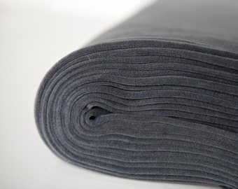 Grey velvet fabric in organic cotton. Dark gray, solid grey, anthracite velour fabric by the meter.