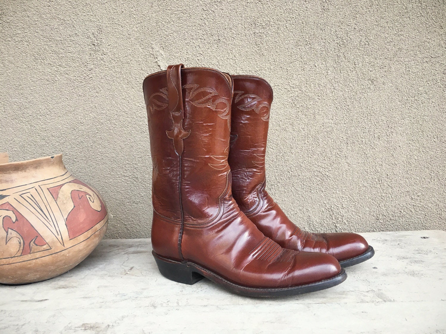 Vintage Lucchese cowgirl boot Women size 8.5 B (run small) brown ...