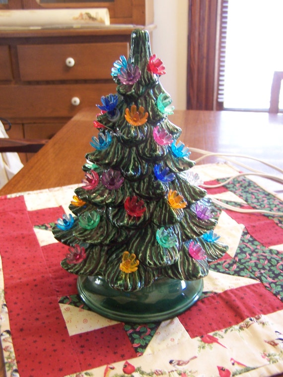 Vintage Ceramic Christmas Tree 10 in Tall Table Top Tree
